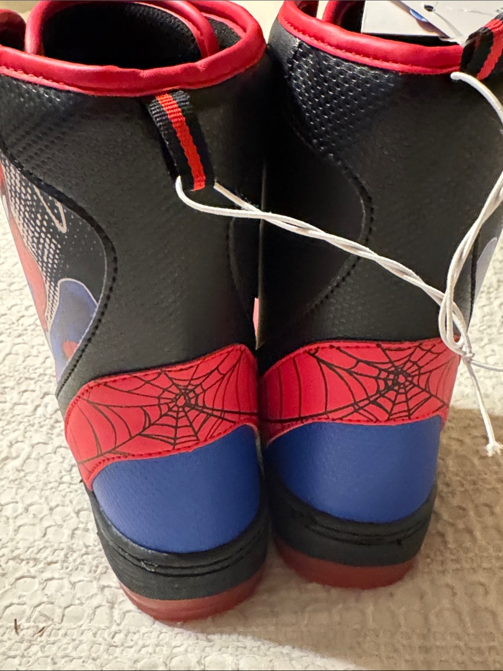 Spiderman Kids Light Up Black, Red and Blue Hook-and-Loop Character Boots - Picture 3 of 8